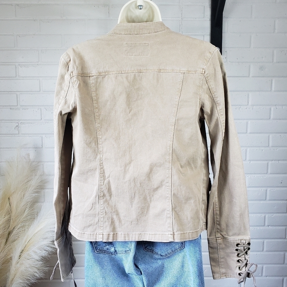 BKE Washed Tan Lace Up Cuffa Utility Jacket size Xtra Small - Picture 6 of 9